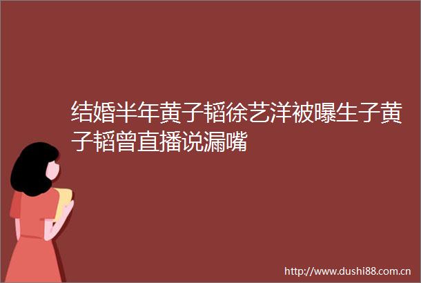 结婚半年黄子韬徐艺洋被曝生子黄子韬曾直播说漏嘴