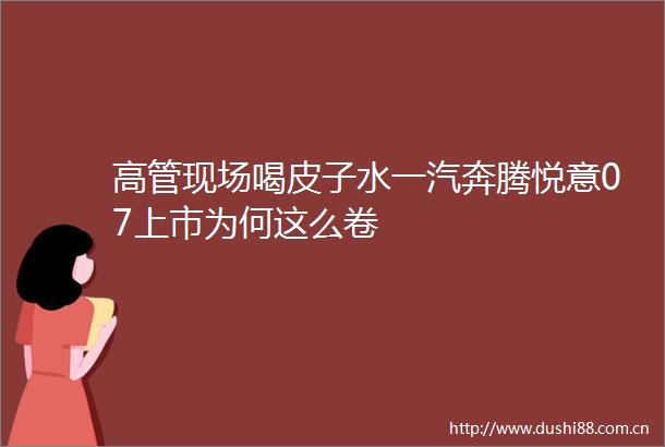 高管现场喝皮子水一汽奔腾悦意07上市为何这么卷