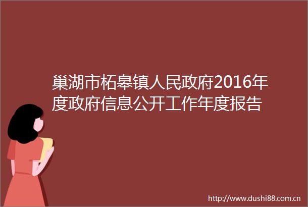 巢湖市柘皋镇2016年度信息公开工作年度报告