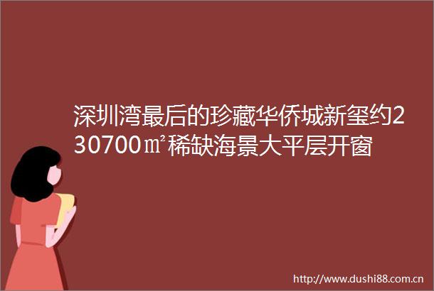 深圳湾最后的珍藏华侨城新玺约230700㎡稀缺海景大平层开窗即是大海入眼皆是风景