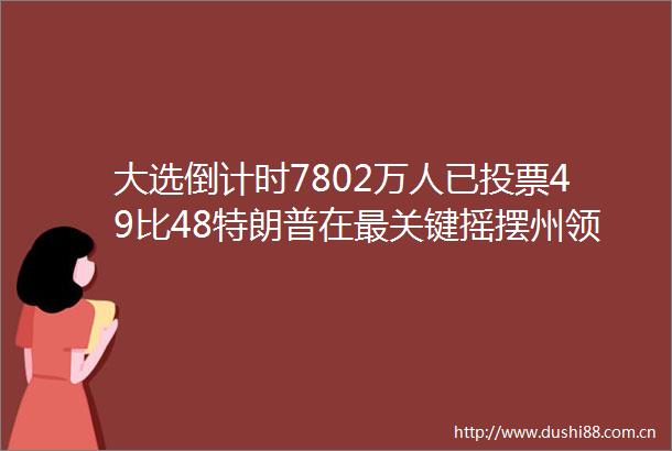大选倒计时7802万人已投票49比48特朗普在最关键摇摆州领先防弹玻璃铁丝网钢板门狙击手美国多州加强安保