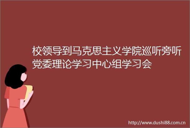 校到马克思主义学院巡听旁听党委理论学习中心组学习会