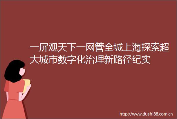 一屏观天下一网管全城上海探索超大城市数字化治理新路径纪实