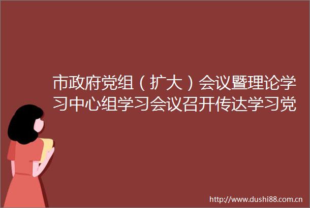 市党组（扩大）会议暨理论学习中心组学习会议召开传达学习党的二十届三中全会精神