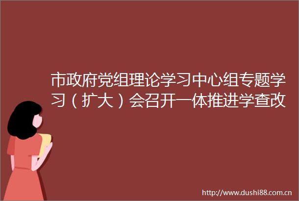 市党组理论学习中心组专题学习（扩大）会召开一体推进学查改持续用力推动学习教育走深走实见行见效