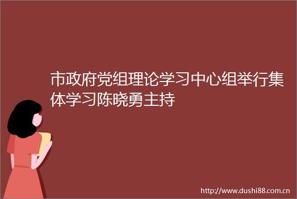市党组理论学习中心组举行集体学习陈晓勇主持
