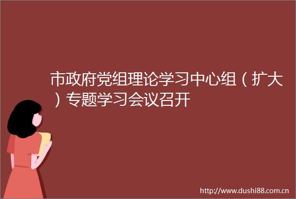 市党组理论学习中心组（扩大）专题学习会议召开