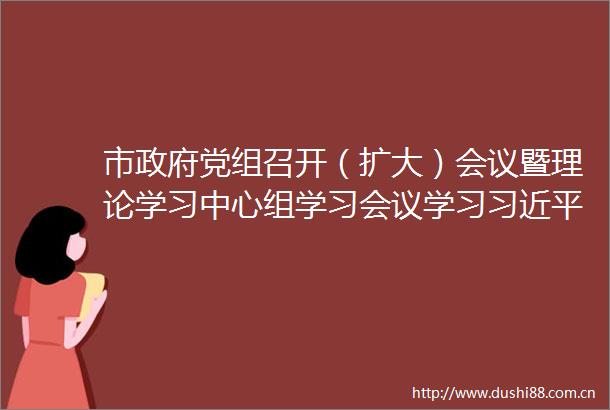 市党组召开（扩大）会议暨理论学习中心组学习会议学习总书记重要讲话重要指示精神研究安排贯彻落实工作