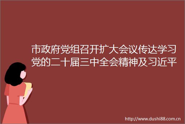 市党组召开扩大会议传达学习党的二十届三中全会精神及总书记重要指示精神