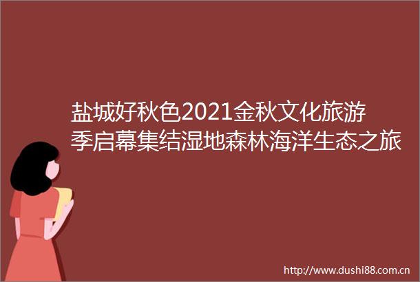 盐城好秋色2021金秋文化旅游季启幕集结湿地森林海洋生态之旅