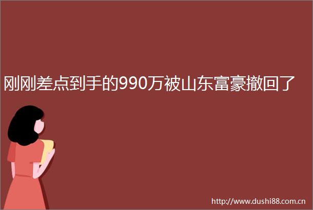 刚刚差点到手的990万被山东富豪撤回了