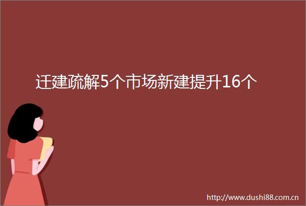 迁建疏解5个市场新建提升16个