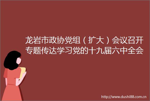 龙岩市政协党组（扩大）会议召开专题传达学习党的十九届六中全会精神