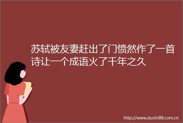 苏轼被友妻赶出了门愤然作了一首诗让一个成语火了千年之久