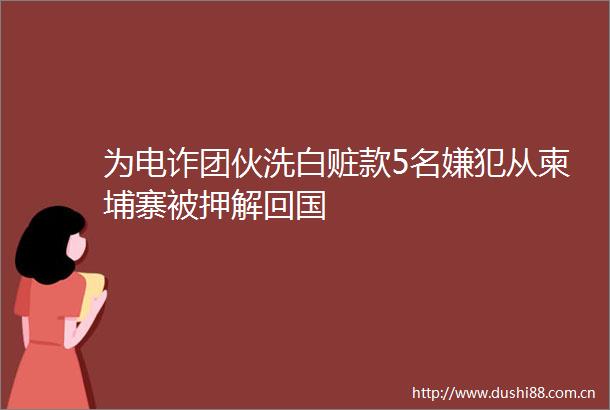 为电诈团伙洗白赃款5名嫌犯从柬埔寨被押解回国