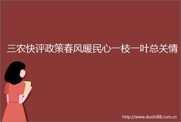 三农快评政策春风暖民心一枝一叶总关情