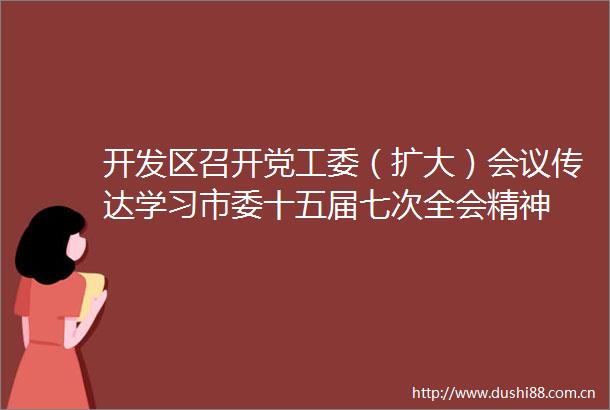 开发区召开党工委（扩大）会议传达学习市委十五届七次全会精神