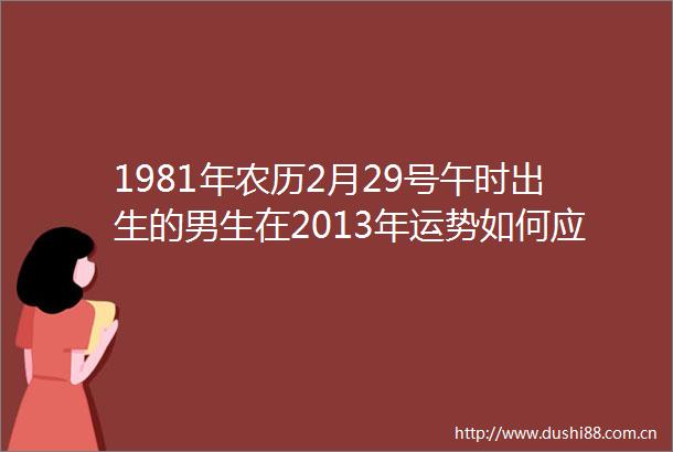 1981年农历2月29号午时出生的男生在2013年运势如何应