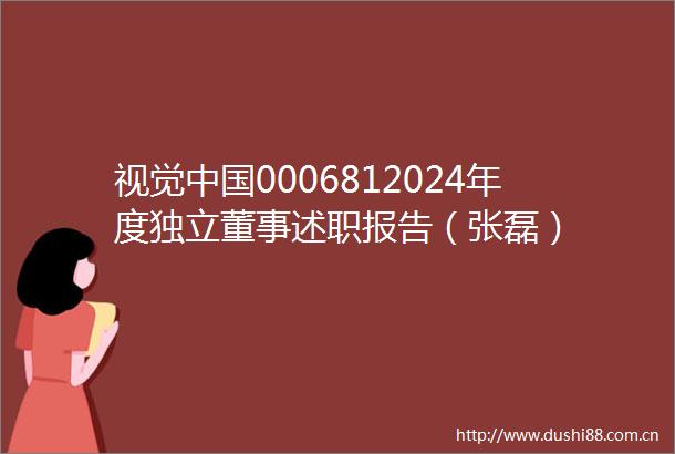 视觉0006812024年度独立董事述职报告（张磊）
