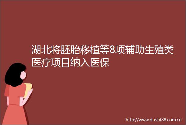 湖北将胚胎移植等8项辅助生殖类医疗项目纳入医保