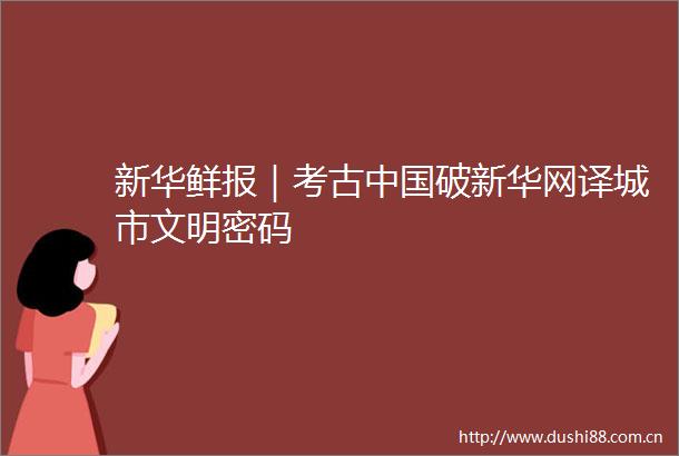 新华鲜报｜考古破新华网译城市文明密码