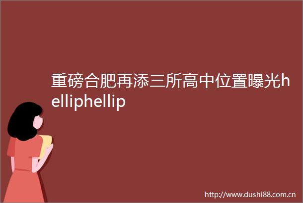 重磅合肥再添三所高中位置helliphellip