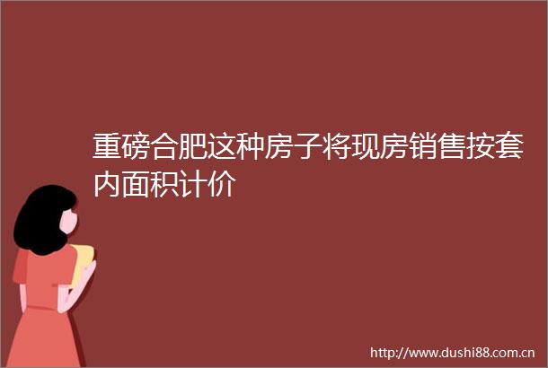 重磅合肥这种房子将现房销售按套内面积计价