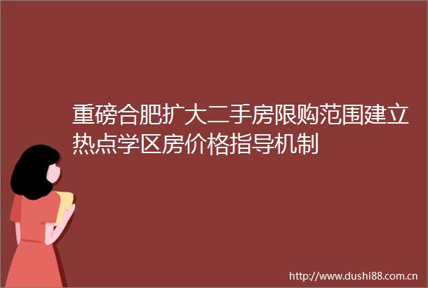 重磅合肥扩大二手房限购范围建立热点学区房价格指导机制