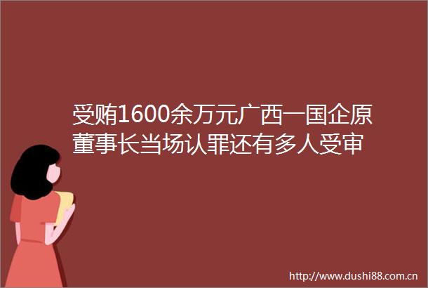 1600余万元广西一国企原董事长当场认罪还有多人受审