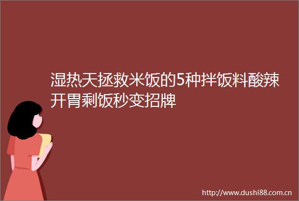 湿热天拯救米饭的5种拌饭料酸辣开胃剩饭秒变招牌