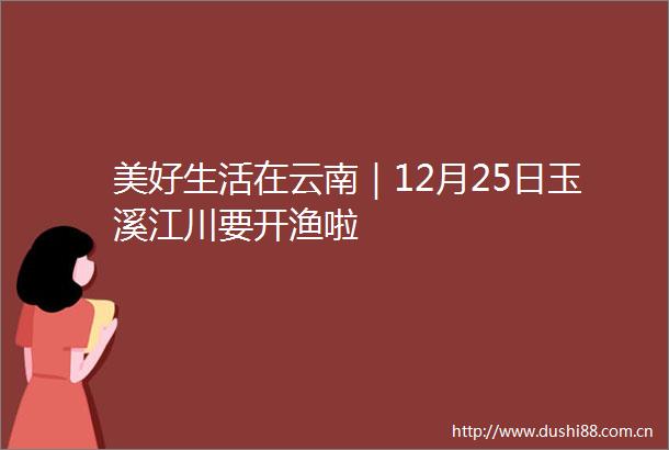 美好生活在云南｜12月25日玉溪江川要开渔啦