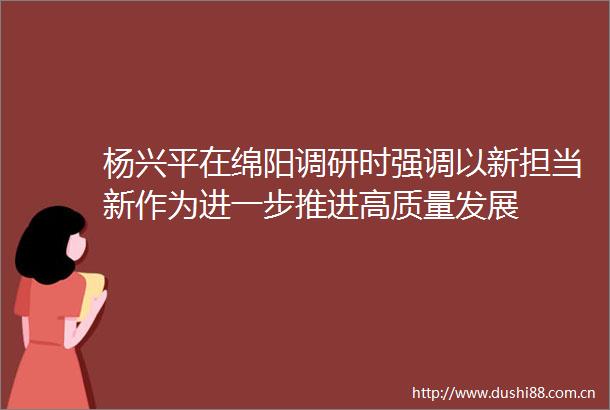 杨兴平在绵阳调研时强调以新担当新作为进一步推进高质量发展