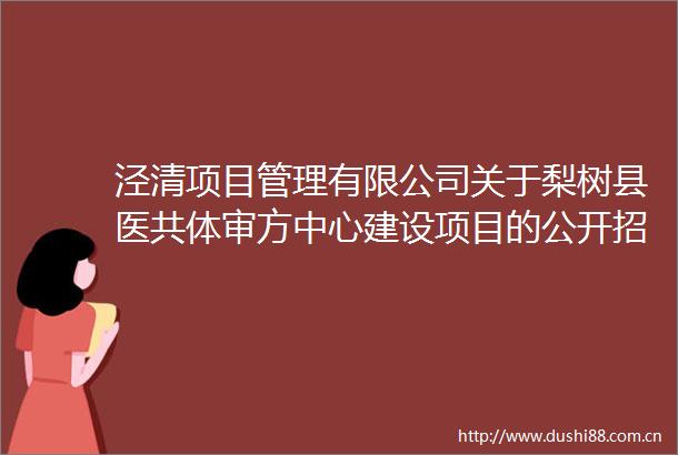 泾清项目管理有限公司关于梨树县医共体审方中心建设项目的公开招标公告