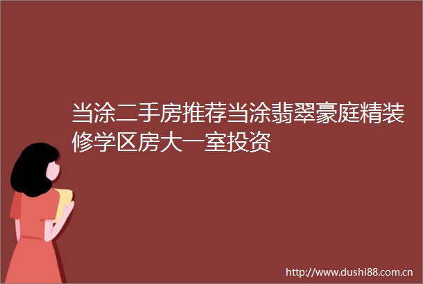 当涂二手房推荐当涂翡翠豪庭精装修学区房大一室投资