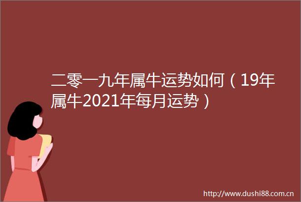 二零一九年属牛运势如何（19年属牛2021年每月运势）