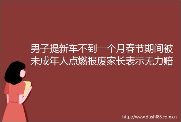 男子提新车不到一个月春节期间被未成年人点燃报废家长表示无力赔偿