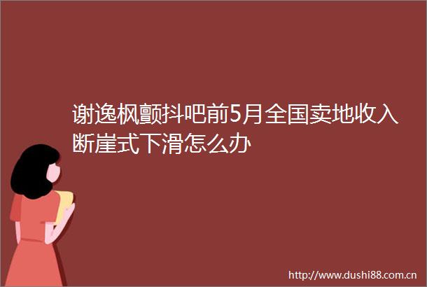 谢逸枫颤抖吧前5月全国卖地收入断崖式下滑怎么办