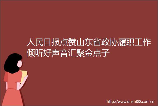 日报点赞山东省政协履职工作倾听好声音汇聚金点子