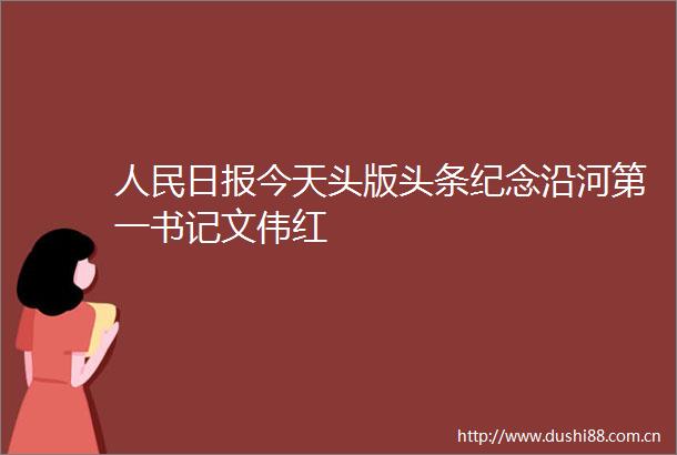 日报今天头版头条纪念沿河第一书记文伟红