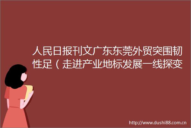 日报刊文广东东莞外贸突围韧性足（走进产业地标发展一线探变化）