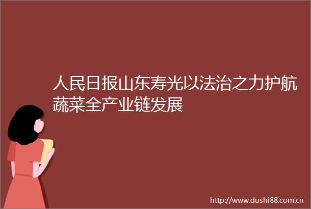 日报山东寿光以法治之力护航蔬菜全产业链发展