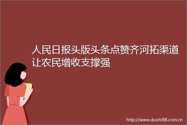 日报头版头条点赞齐河拓渠道让农民增收支撑强