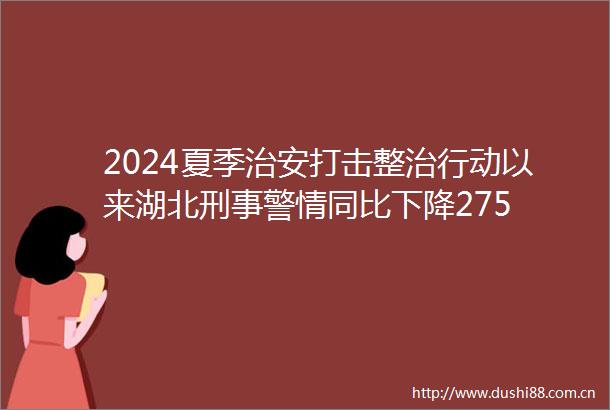 2024夏季治安打击整治行动以来湖北刑事警情同比下降275