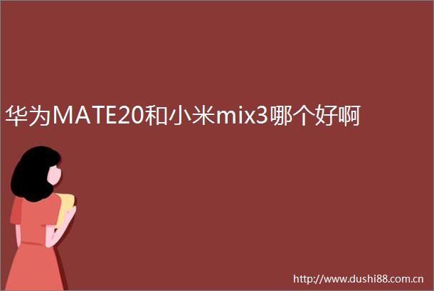 华为MATE20和小米mix3哪个好啊