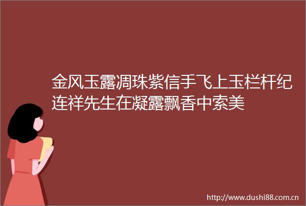 金风玉露凋珠紫信手飞上玉栏杆纪连祥先生在凝露飘香中索美