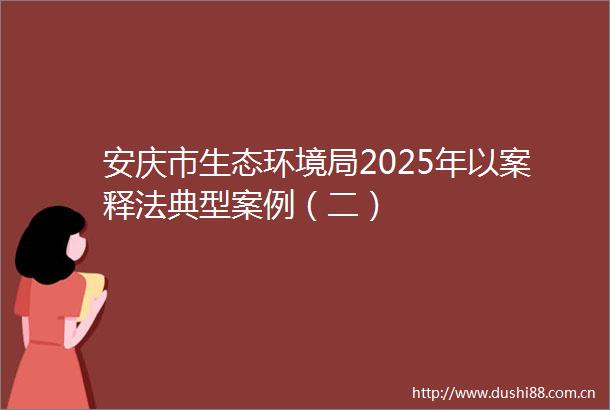 安庆市生态环境局2025年以案释法典型案例（二）