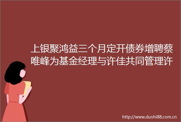 上银聚鸿益三个月定开债券增聘蔡唯峰为基金经理与许佳共同管理许佳任期回报737