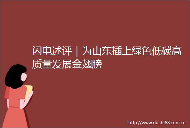 闪电述评｜为山东插上绿色低碳高质量发展金翅膀