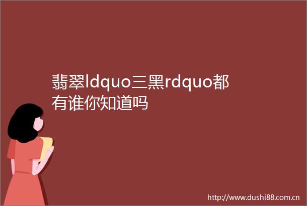 翡翠ldquo三黑rdquo都有谁你知道吗