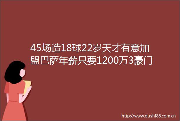 45场造18球22岁天才有意加盟巴萨年薪只要1200万3豪门竞争